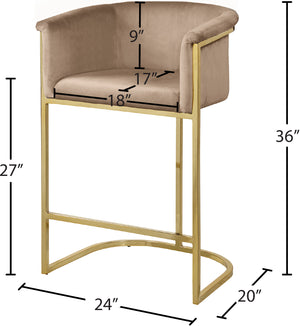 Donatella Velvet / Engineered Wood / Steel Contemporary Beige Velvet Stool - 23.5" W x 20" D x 36" H