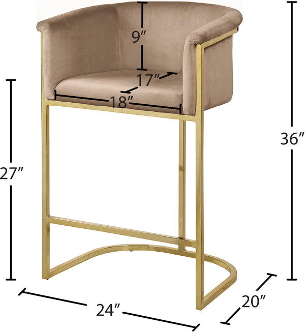 Donatella Velvet / Engineered Wood / Steel Contemporary Beige Velvet Stool - 23.5" W x 20" D x 36" H
