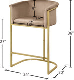 Donatella Velvet / Engineered Wood / Steel Contemporary Beige Velvet Stool - 23.5" W x 20" D x 36" H