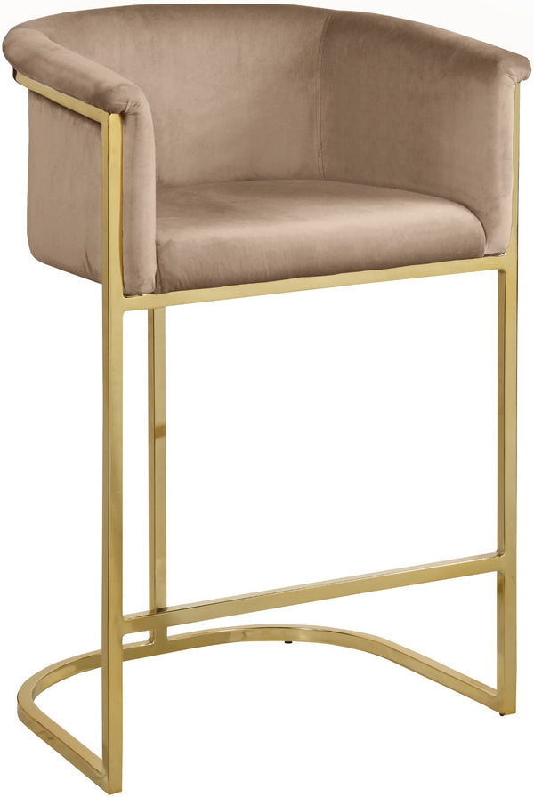 Donatella Velvet / Engineered Wood / Steel Contemporary Beige Velvet Stool - 23.5" W x 20" D x 36" H