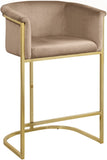 Donatella Velvet / Engineered Wood / Steel Contemporary Beige Velvet Stool - 23.5" W x 20" D x 36" H