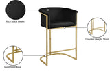 Donatella Velvet / Engineered Wood / Steel Contemporary Black Velvet Stool - 23.5" W x 20" D x 36" H