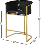 Donatella Velvet / Engineered Wood / Steel Contemporary Black Velvet Stool - 23.5" W x 20" D x 36" H