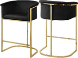 Donatella Velvet / Engineered Wood / Steel Contemporary Black Velvet Stool - 23.5" W x 20" D x 36" H