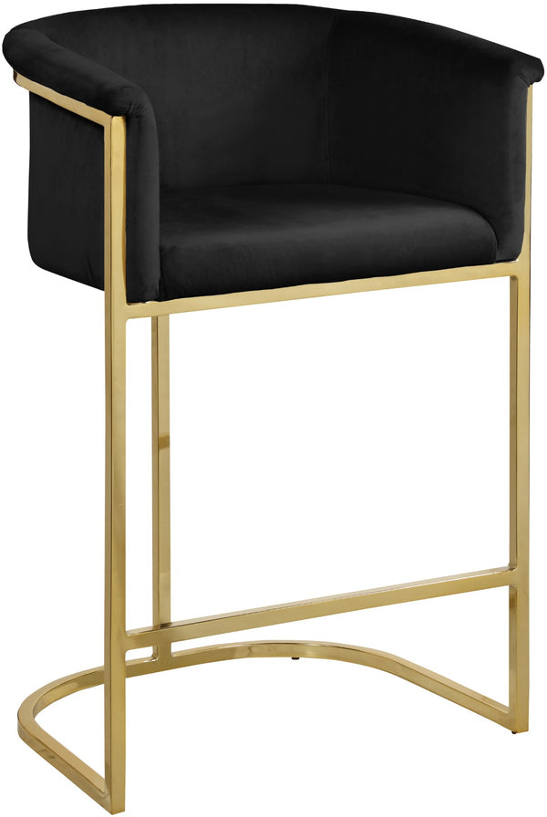 Donatella Velvet / Engineered Wood / Steel Contemporary Black Velvet Stool - 23.5" W x 20" D x 36" H