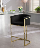 Donatella Velvet / Engineered Wood / Steel Contemporary Black Velvet Stool - 23.5" W x 20" D x 36" H