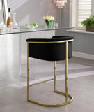 Donatella Velvet / Engineered Wood / Steel Contemporary Black Velvet Stool - 23.5" W x 20" D x 36" H