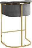 Donatella Velvet / Engineered Wood / Steel Contemporary Grey Velvet Stool - 23.5" W x 20" D x 36" H