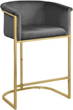 Donatella Velvet / Engineered Wood / Steel Contemporary Grey Velvet Stool - 23.5" W x 20" D x 36" H