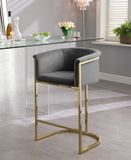 Donatella Velvet / Engineered Wood / Steel Contemporary Grey Velvet Stool - 23.5" W x 20" D x 36" H