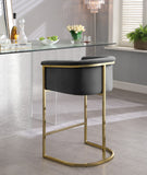 Donatella Velvet / Engineered Wood / Steel Contemporary Grey Velvet Stool - 23.5" W x 20" D x 36" H