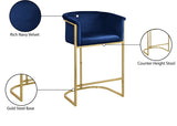 Donatella Velvet / Engineered Wood / Steel Contemporary Navy Velvet Stool - 23.5" W x 20" D x 36" H