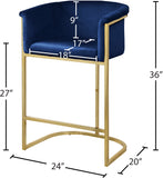 Donatella Velvet / Engineered Wood / Steel Contemporary Navy Velvet Stool - 23.5" W x 20" D x 36" H