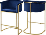 Donatella Velvet / Engineered Wood / Steel Contemporary Navy Velvet Stool - 23.5" W x 20" D x 36" H