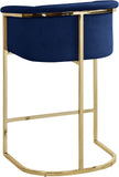 Donatella Velvet / Engineered Wood / Steel Contemporary Navy Velvet Stool - 23.5" W x 20" D x 36" H