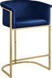 Donatella Velvet / Engineered Wood / Steel Contemporary Navy Velvet Stool - 23.5" W x 20" D x 36" H