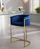 Donatella Velvet / Engineered Wood / Steel Contemporary Navy Velvet Stool - 23.5" W x 20" D x 36" H