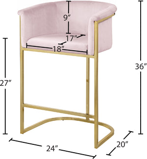 Donatella Velvet / Engineered Wood / Steel Contemporary Pink Velvet Stool - 23.5" W x 20" D x 36" H