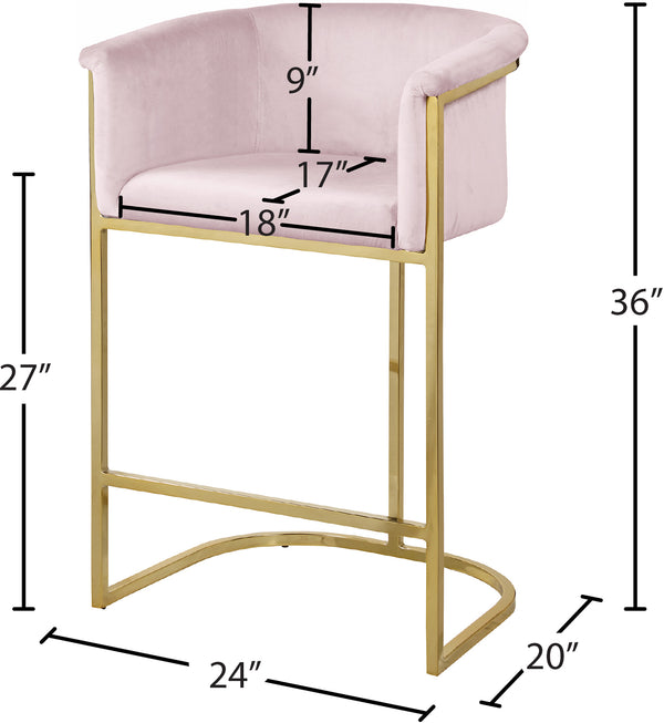 Donatella Velvet / Engineered Wood / Steel Contemporary Pink Velvet Stool - 23.5" W x 20" D x 36" H
