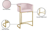 Donatella Velvet / Engineered Wood / Steel Contemporary Pink Velvet Stool - 23.5" W x 20" D x 36" H