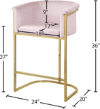 Donatella Velvet / Engineered Wood / Steel Contemporary Pink Velvet Stool - 23.5" W x 20" D x 36" H