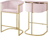 Donatella Velvet / Engineered Wood / Steel Contemporary Pink Velvet Stool - 23.5" W x 20" D x 36" H