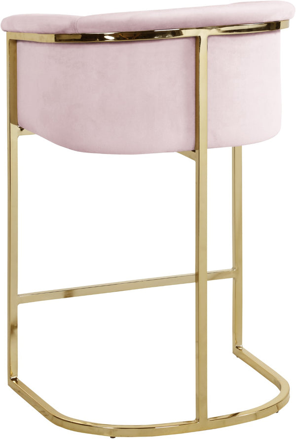 Donatella Velvet / Engineered Wood / Steel Contemporary Pink Velvet Stool - 23.5" W x 20" D x 36" H