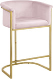 Donatella Velvet / Engineered Wood / Steel Contemporary Pink Velvet Stool - 23.5" W x 20" D x 36" H