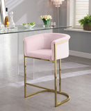 Donatella Velvet / Engineered Wood / Steel Contemporary Pink Velvet Stool - 23.5" W x 20" D x 36" H