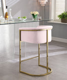 Donatella Velvet / Engineered Wood / Steel Contemporary Pink Velvet Stool - 23.5" W x 20" D x 36" H