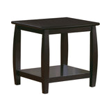 Casual Square End Table with Bottom Shelf Espresso