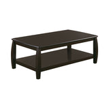 Casual Rectangular Coffee Table with Lower Shelf Espresso