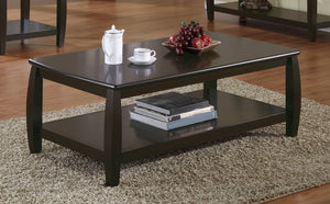 Casual Rectangular Coffee Table with Lower Shelf Espresso