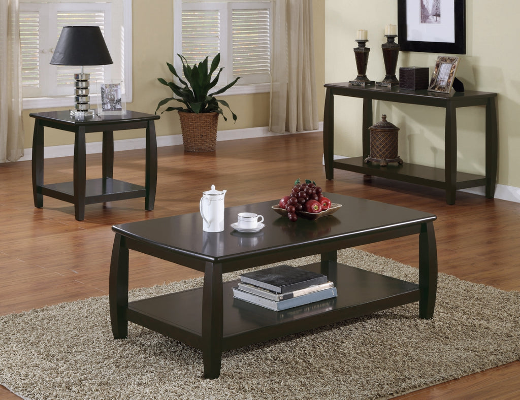 Casual Rectangular Sofa Table with Lower Shelf Espresso