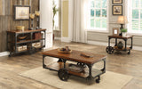 Roy Country Rustic Coffee Table with Casters Rustic Brown