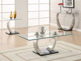 Willemse Modern Glass Top End Table Clear and Satin