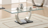 Willemse Modern Glass Top Coffee Table Clear and Satin