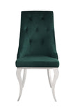 Dekel Glam/Vintage Side Chair (Set-2) Green Fabric (cc#) • FRAME] Stainless Steel 70142-ACME