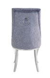 Dekel Glam/Vintage Side Chair (Set-2) Gray Fabric (cc#) • FRAME] Stainless Steel 70143-ACME