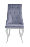 Dekel Glam/Vintage Side Chair (Set-2) Gray Fabric (cc#) • FRAME] Stainless Steel 70143-ACME