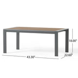 Noble House Davos Outdoor Aluminum Coffee Table, Gray and Brown