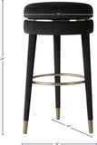 Coral Velvet / Engineered Wood / Metal / Foam Contemporary Black Velvet Counter Stool - 17" W x 17" D x 26" H