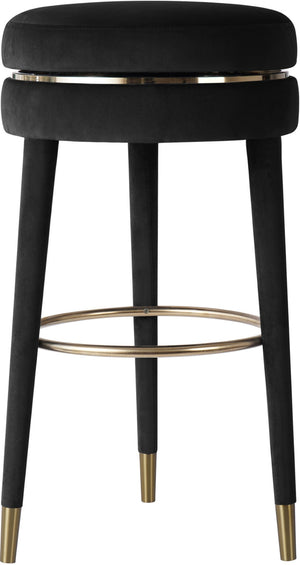 Coral Velvet / Engineered Wood / Metal / Foam Contemporary Black Velvet Counter Stool - 17" W x 17" D x 26" H