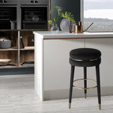 Coral Velvet / Engineered Wood / Metal / Foam Contemporary Black Velvet Counter Stool - 17" W x 17" D x 26" H