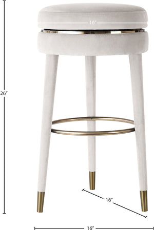 Coral Velvet / Engineered Wood / Metal / Foam Contemporary Cream Velvet Counter Stool - 17" W x 17" D x 26" H