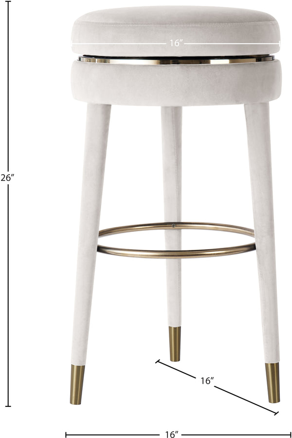 Coral Velvet / Engineered Wood / Metal / Foam Contemporary Cream Velvet Counter Stool - 17" W x 17" D x 26" H