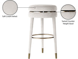 Coral Velvet / Engineered Wood / Metal / Foam Contemporary Cream Velvet Counter Stool - 17" W x 17" D x 26" H