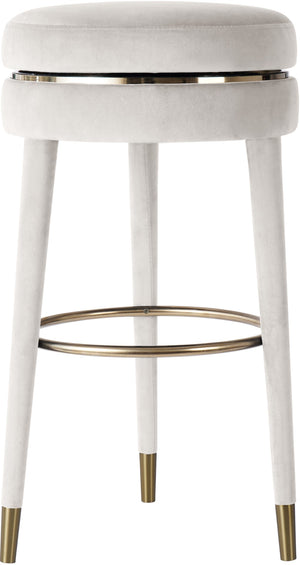 Coral Velvet / Engineered Wood / Metal / Foam Contemporary Cream Velvet Counter Stool - 17" W x 17" D x 26" H