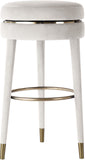 Coral Velvet / Engineered Wood / Metal / Foam Contemporary Cream Velvet Counter Stool - 17" W x 17" D x 26" H