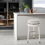 Coral Velvet / Engineered Wood / Metal / Foam Contemporary Cream Velvet Counter Stool - 17" W x 17" D x 26" H